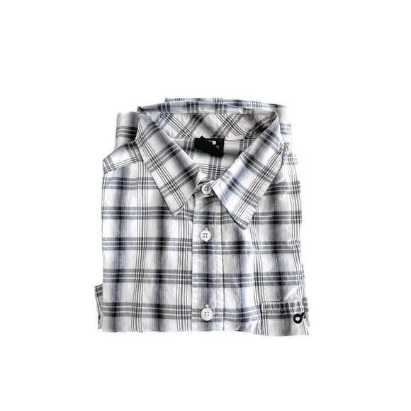 Oakley Mens Shirt Casual Button Down Regular Fit Black Plaid Short Sleeved Large - Picture 8 of 8